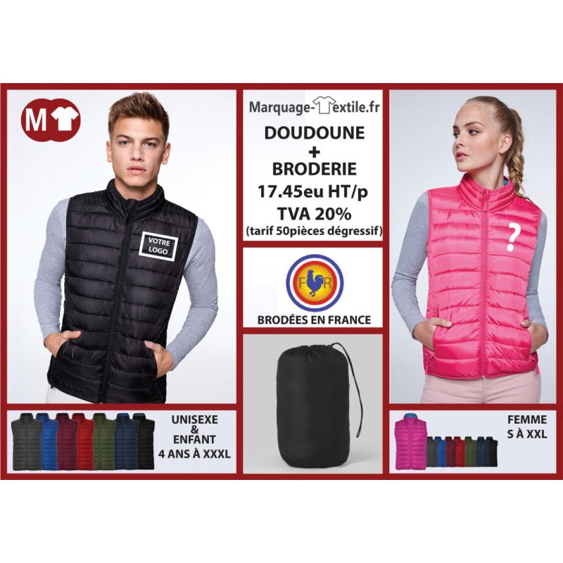 doudoune sans manches homme et enfant pour broderie