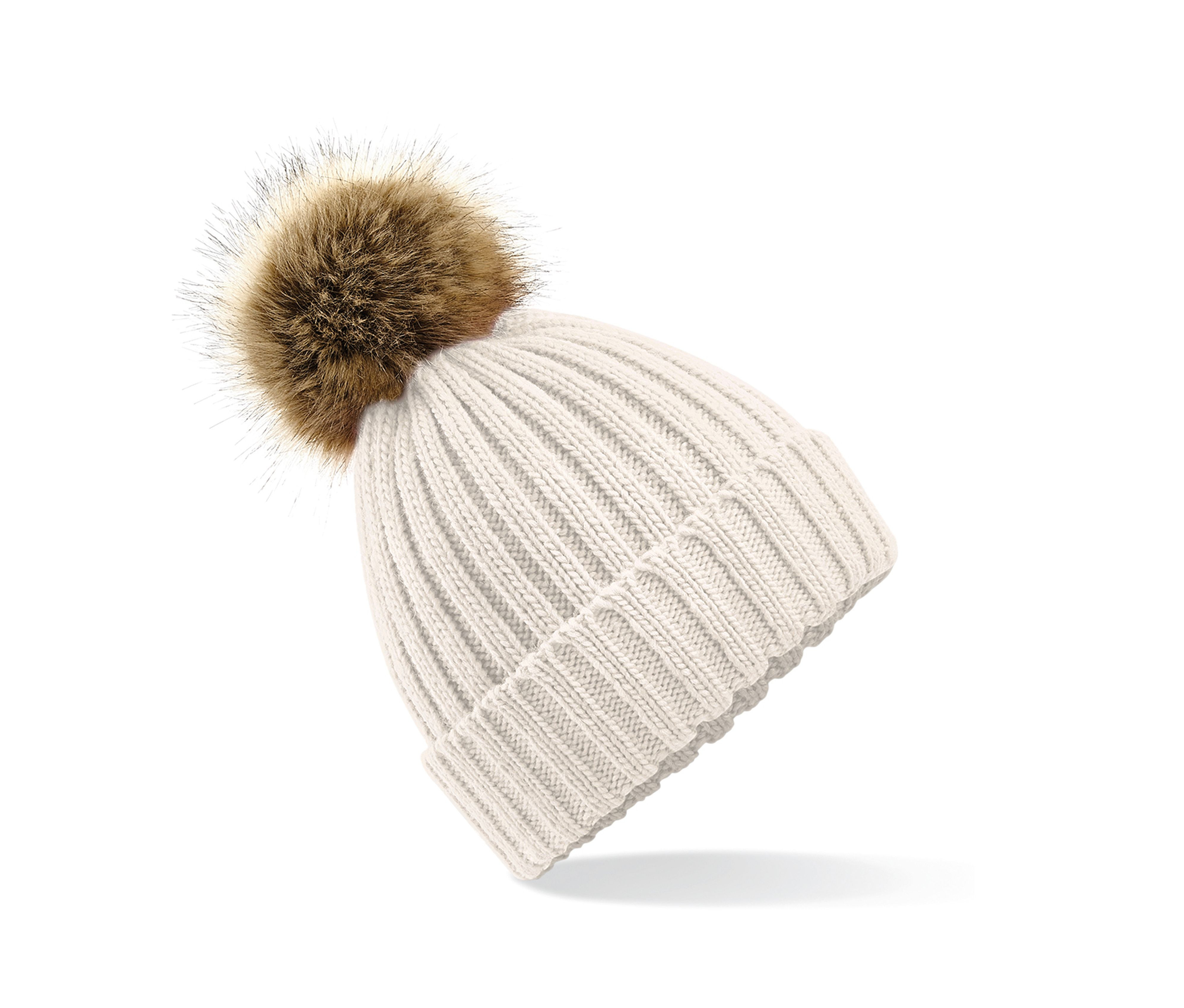 FAUX FUR POP POM CHUNKY BEANIE - vue 2