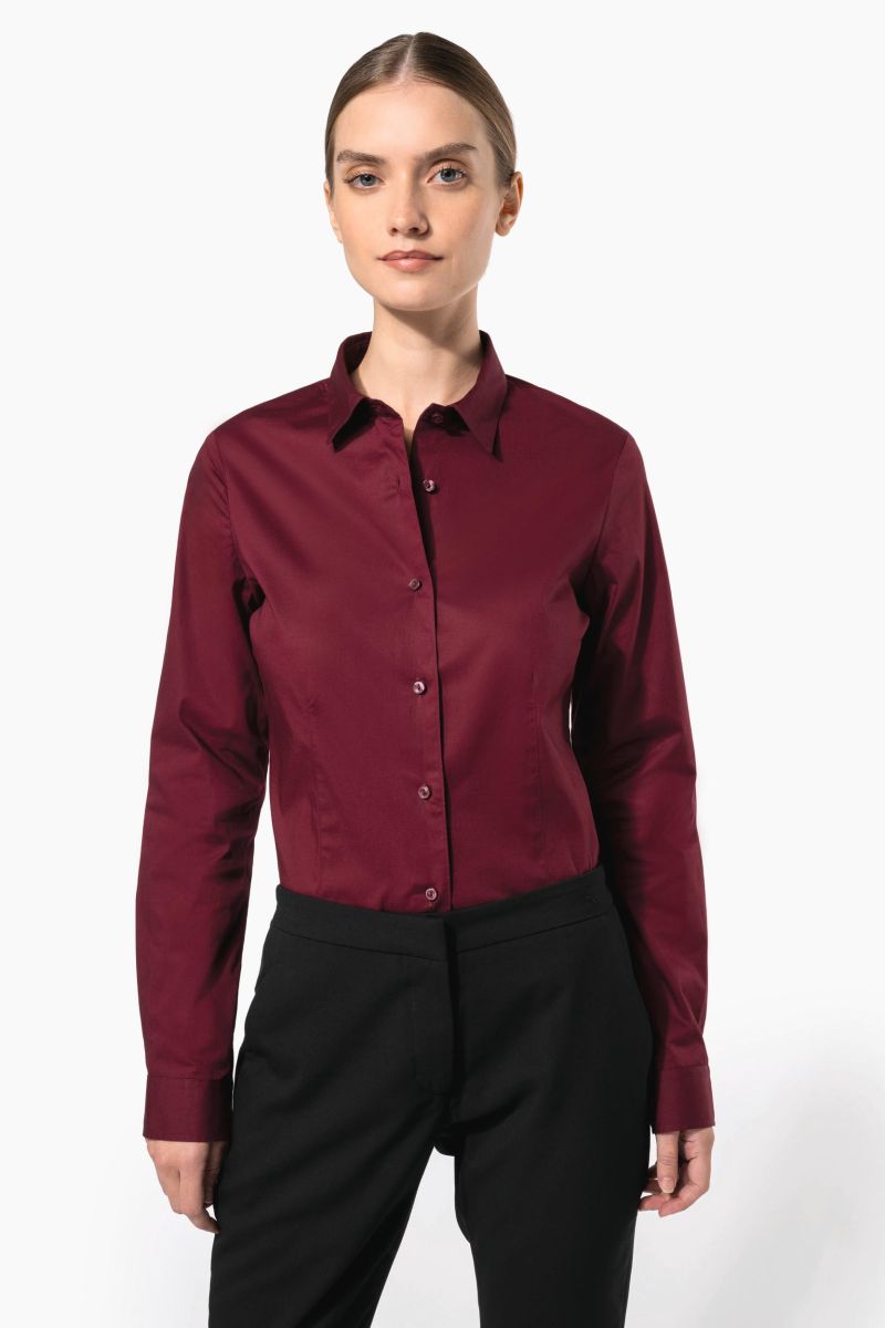 Chemise coton / élasthanne manches longues femme