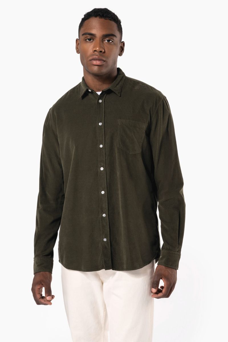 Chemise manches longues en velours homme