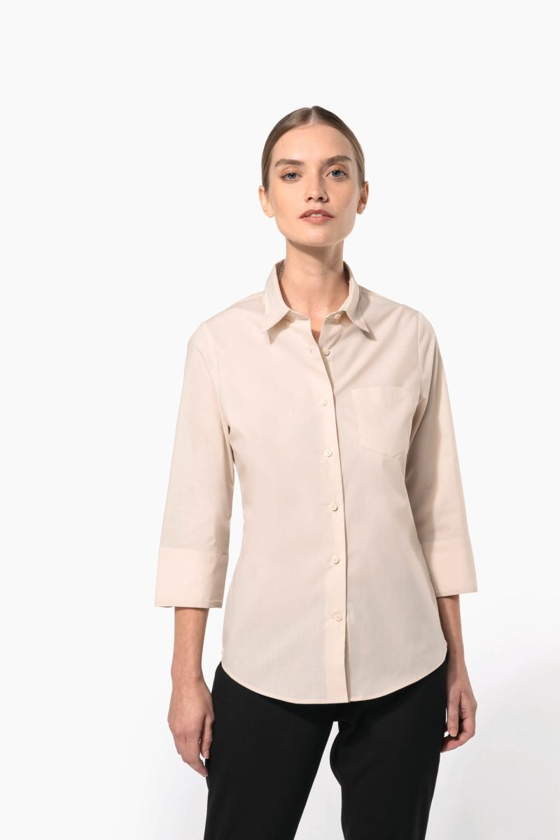 Chemise popeline polycoton manches 3/4 entretien facile femme