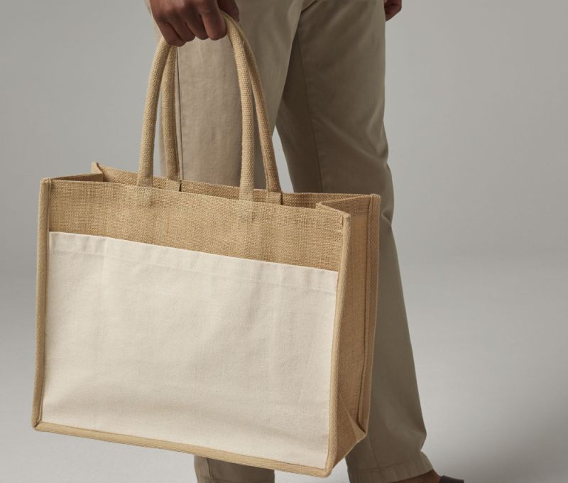 COTTON POCKET NATURAL STARCHED JUTE SHOPPER
